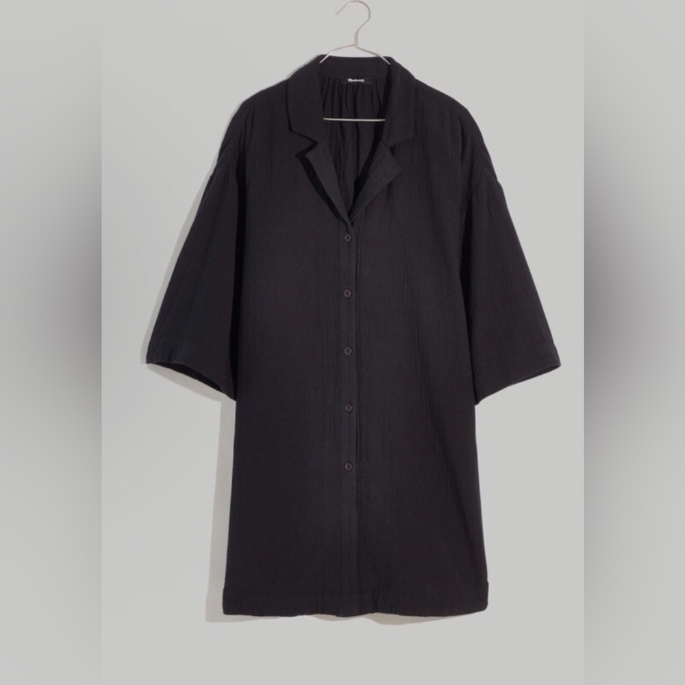 Madewell Lightspun T shirt Coverup Dress True Black Small Gauzy NWT